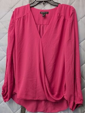 International Concepts INC Pink Wrap Blouse Long Sleeve XL